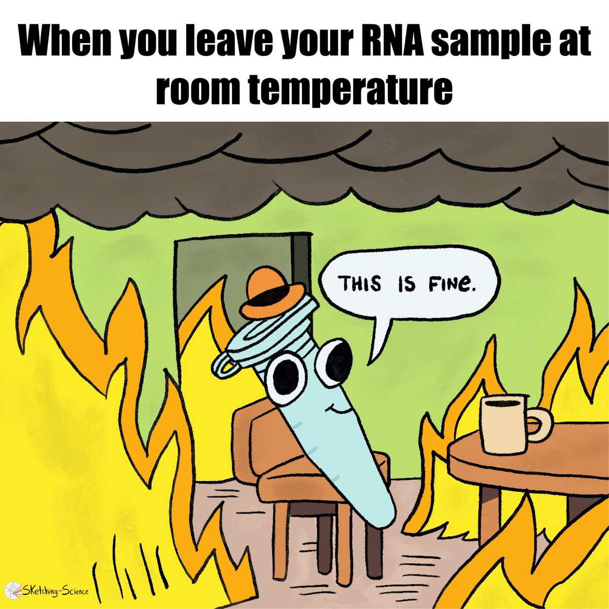 Your RNA sample watching you like 😓😰

Image by Sketching Science

#RNA #biology #biotechnology #molecularbiology #bioengineering #scientificresearch #phdlife #research #lablife #labmemes