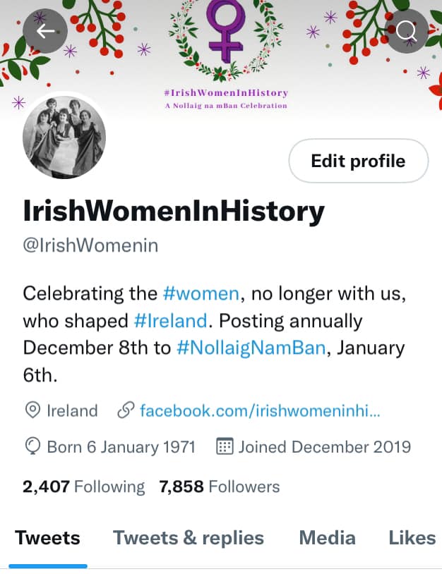 We're very close to our goal of 10,000 Twitter #followers by #NollaigNamBan this year - exciting! Can you help us reach our goal in the next 6 days? We would really appreciate your support in amplifying the lives of the amazing #women we feature. Thank you! #IrishWomenInHistory