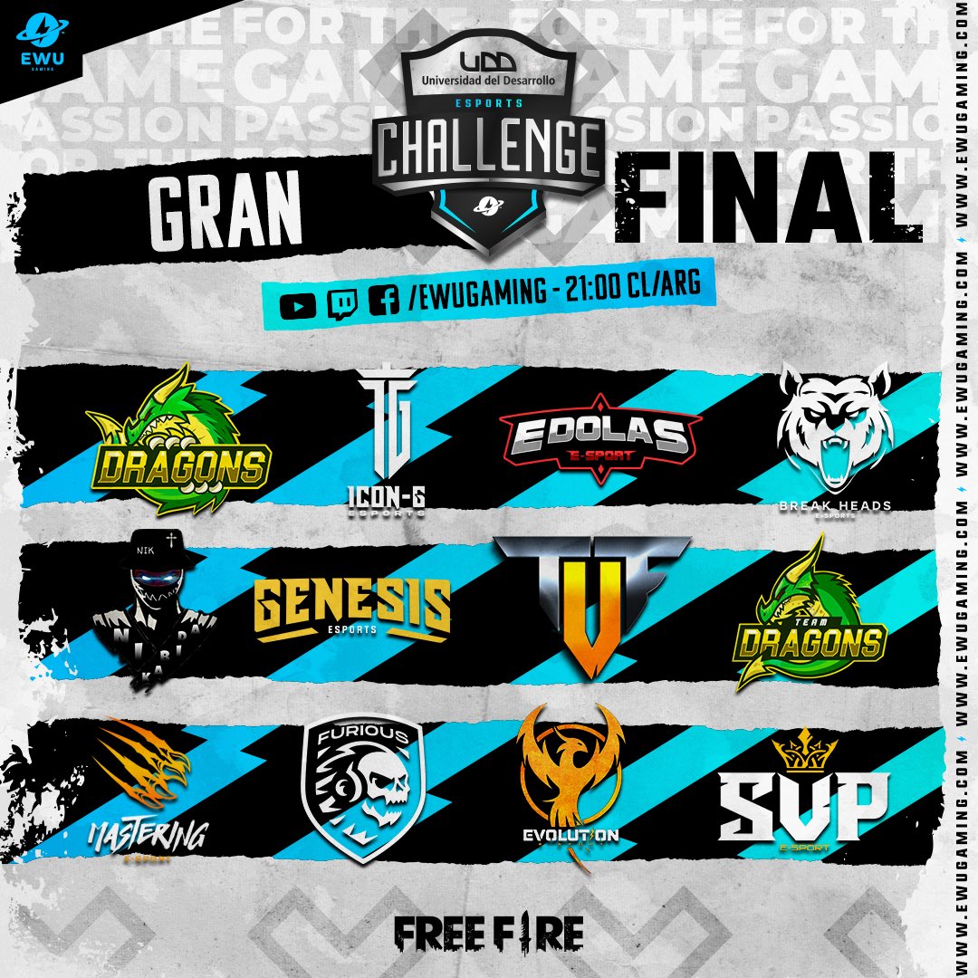 EWUGamingMobile's tweet photo. 🔥 FINAL #FreeFire 🔥

🔊 Desde las 21h la batalla final de los 💥UDD eSports Challenge💥 

🎙Los cracks @keijogamingg y Franhy YT animan el mambo 🤙🏾🥳🔥🔥

📺 https://t.co/FCqBm6SAYi
🎥 https://t.co/Oh3wdg7UOC
📹 https://t.co/RAyr7AI9S0

#udd #ewugaming #esports #gaming https://t.co/4abgy0ai8W