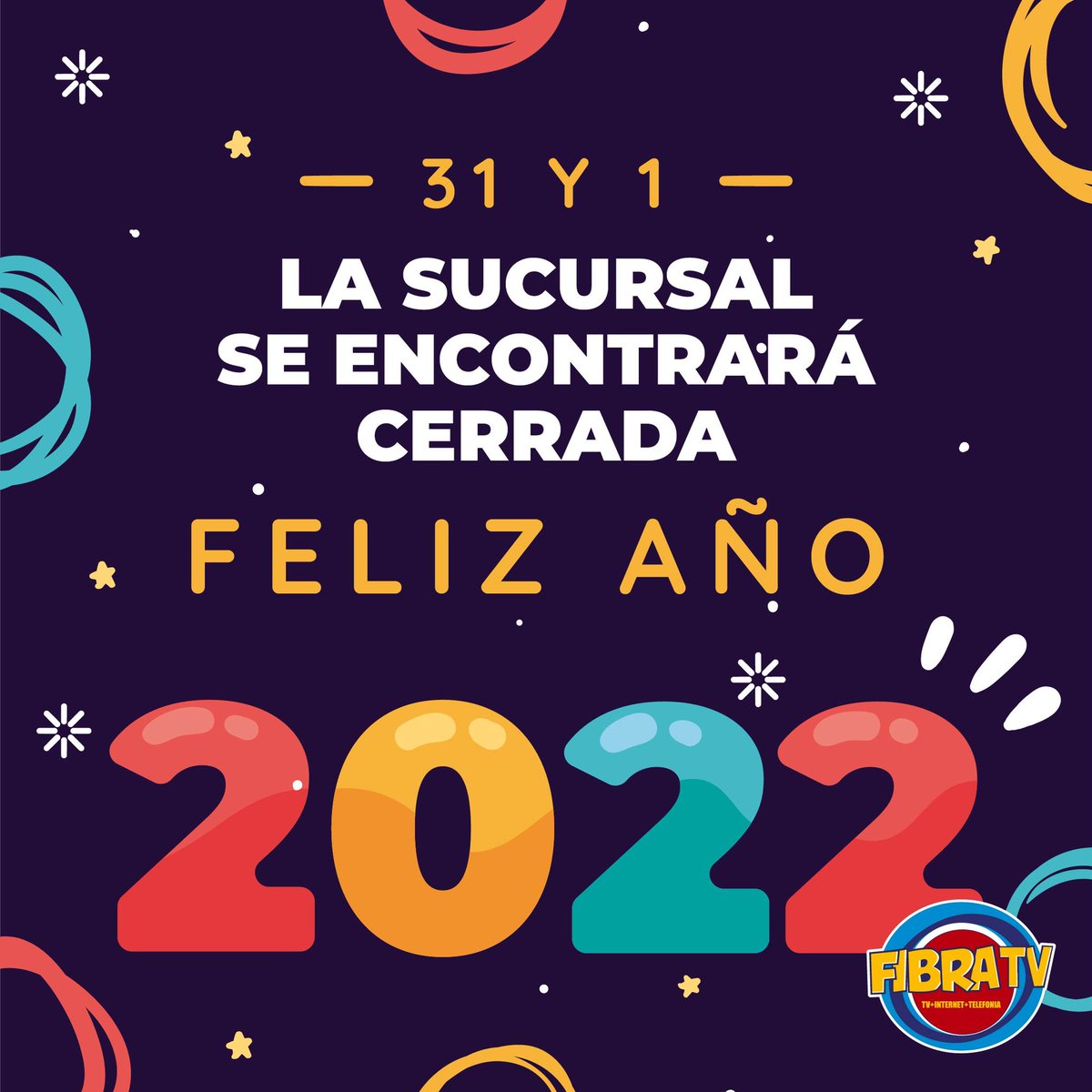 fibratv's tweet photo. 👉 El Viernes 31 y Sábado 01 👈 Nuestra sucursal se encontrará cerrada 🚫 Nos vemos nuevamente el lunes 03 de Enero 😎 en nuestro horario habitual 😉

#FIBRATV #EmpresaSANJUANENSE #Telecomunicaciones #HorarioDecembrino #Feriado https://t.co/xsTLMUSoUG