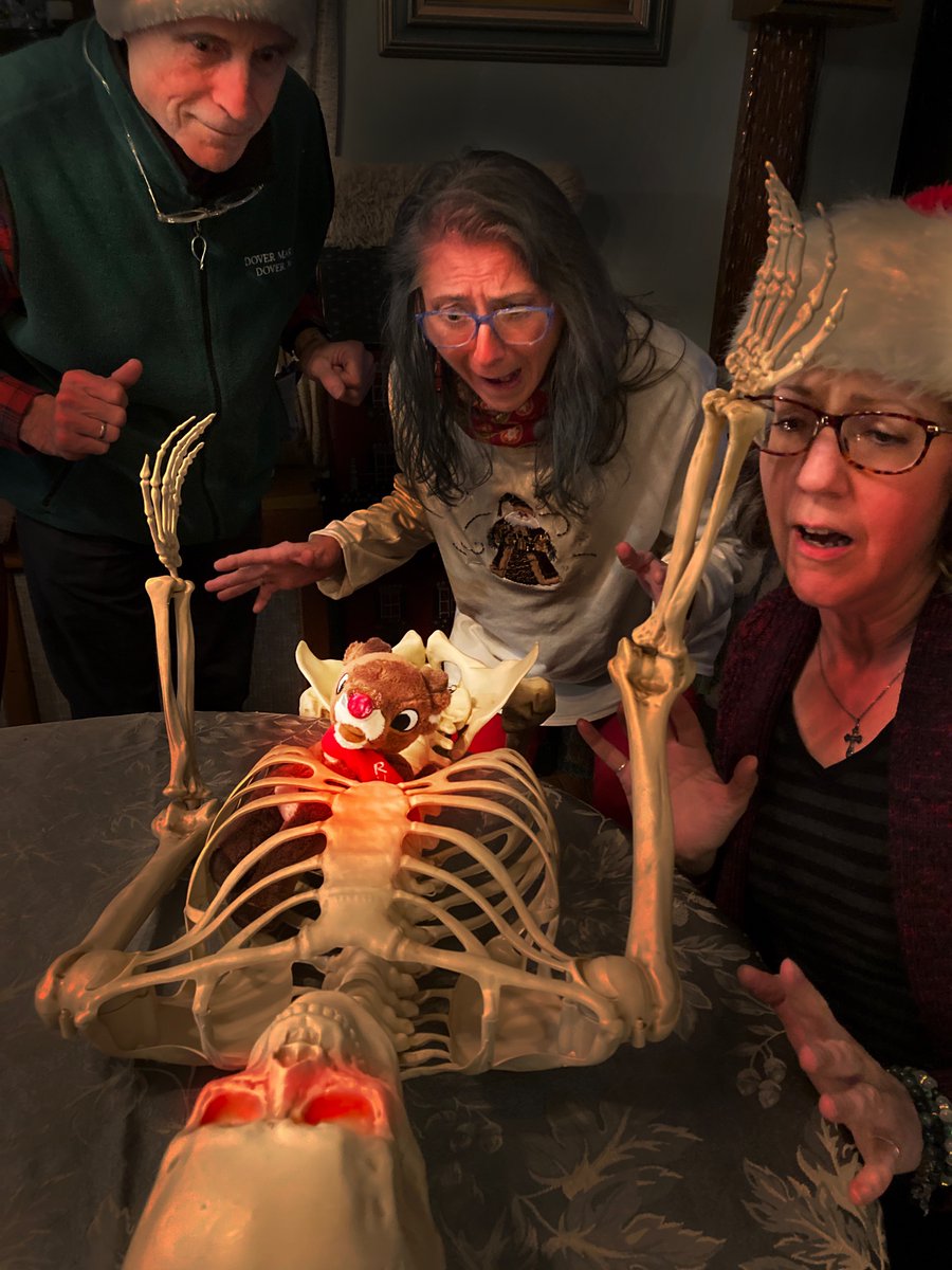 BJLG's tweet photo. Mid-way through dinner, Nog himself becomes the Gift that keeps on Giving! 😮

#DailyNog #skeleton #christmas2021 #Rudolph #alien #chestburster https://t.co/twZQMI1g2n