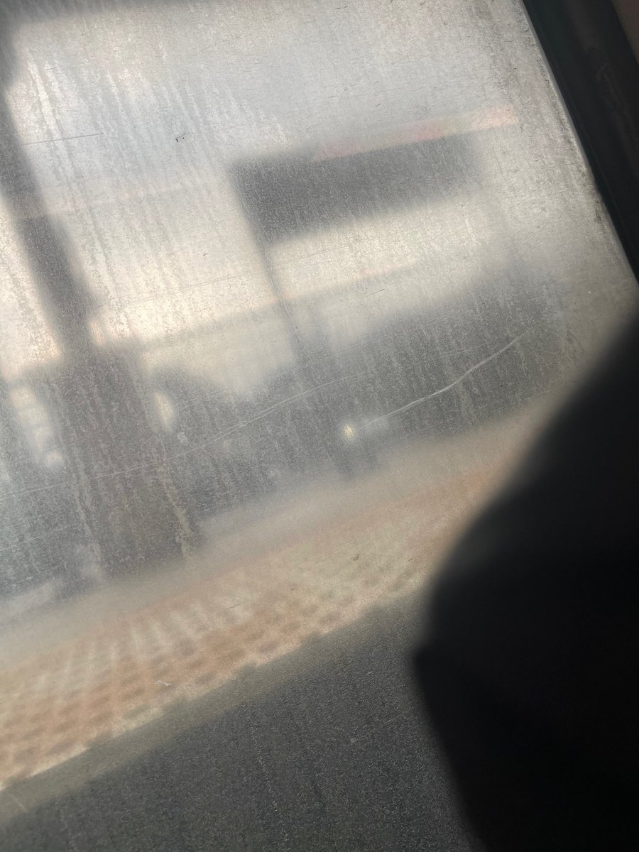 kamwaters's tweet photo. @NJTRANSIT windows so dirty you can’t even see what station you’re at. #covid #cleanyourtrains #filth @CDCgov https://t.co/K23BZD1RIA