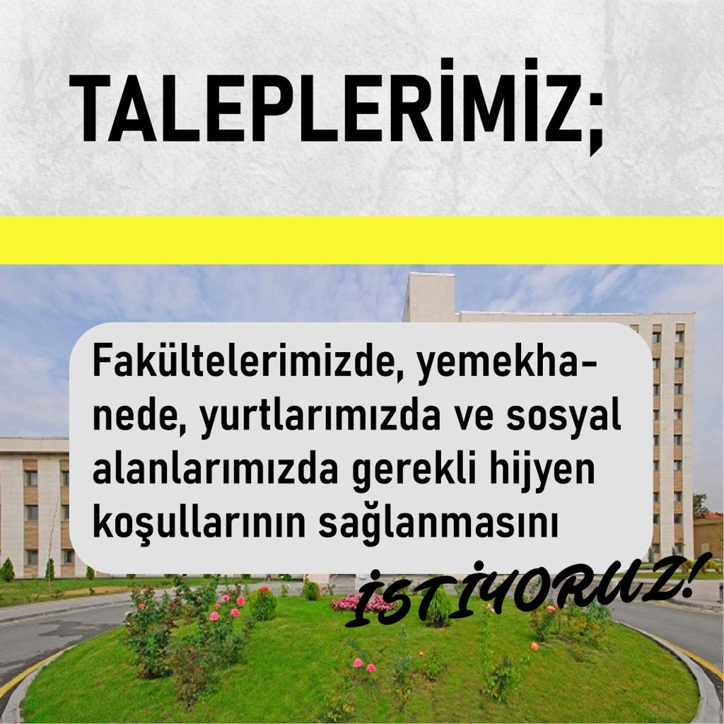 Gerek mailler, gerek temsilciler vasıtasıyla uzun zamandır hijyen koşullarının yerine getirilmesini belirtirken her defasında öğrencilerini yok sayan zihniyete karşı;
#hacettepehaklarınıistiyor
