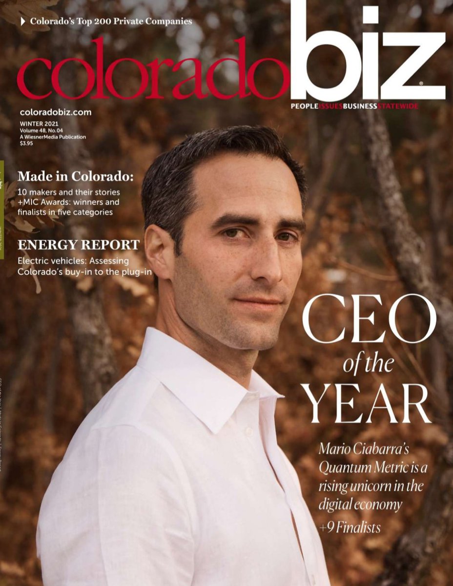 Congratulations to our CEO &amp; Founder, <a href="/mariociabarra/">Mario Ciabarra</a>, on being named The 2021 CEO of the Year by <a href="/ColoradoBizMag/">ColoradoBiz Magazine</a>! Mario was recognized for his passion and leadership, building Quantum Metric into a $1 billion company. Learn more here. cobizmag.com/the-2021-ceo-o…