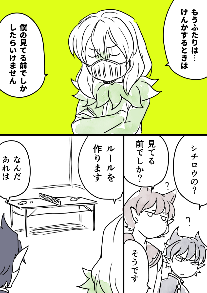 今日のらくがき
しちろうくんがキレた結果の卓球

その① 