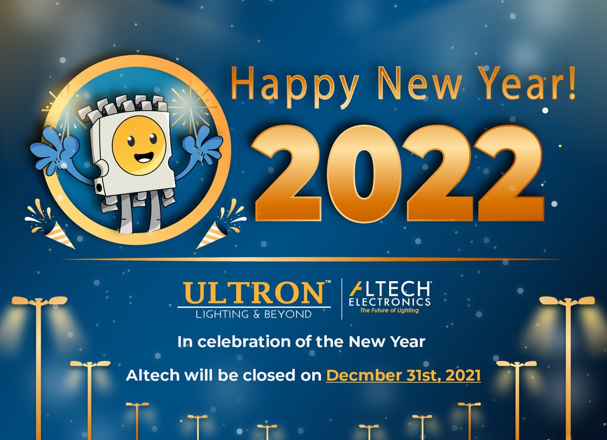 AltechElctrnics's tweet image. We at Altech Electronics wish you and your family a great new year!

In celebration of the New Year, Altech will be closed on December 31st. See you in 2022!

#NewYear #LED #newyears #ledlighting #LED #Holidays