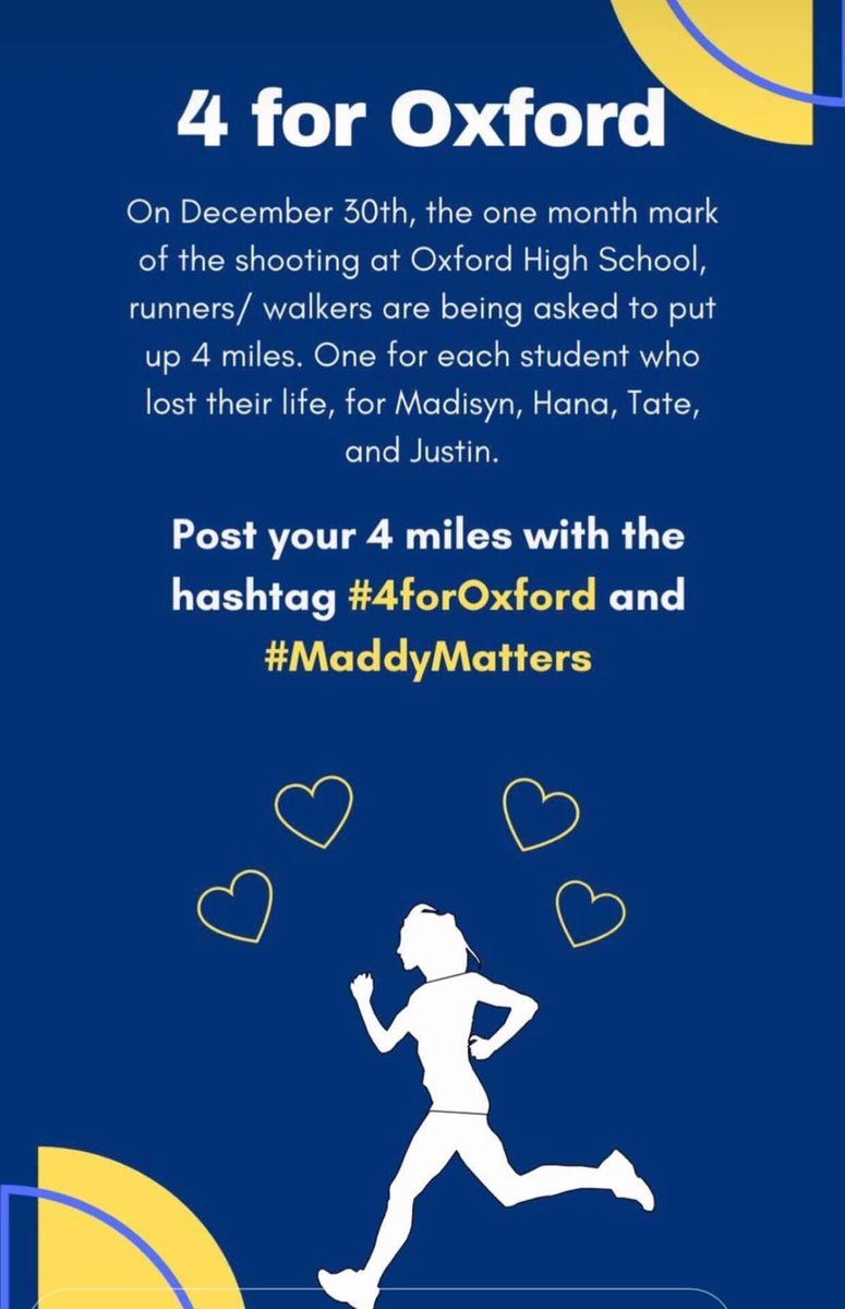 AbbyCypher's tweet photo. One month has passed since November 30th. 4 miles on the shore of Crystal Lake today for Madisyn, Hana, Justin and Tate and .07 for the seven physically wounded. #4foroxford #maddymatters https://t.co/cFSCiJAU7v
