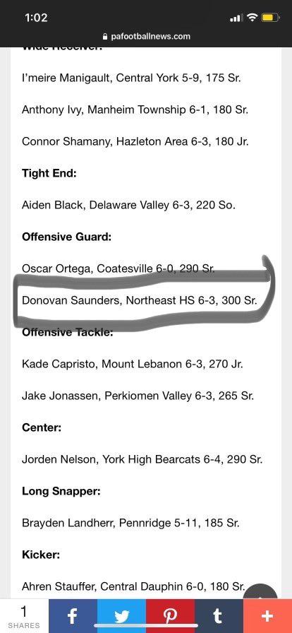 Blessed to be voted 2nd team all-state (Pa)

pafootballnews.com/allstars/2021-…