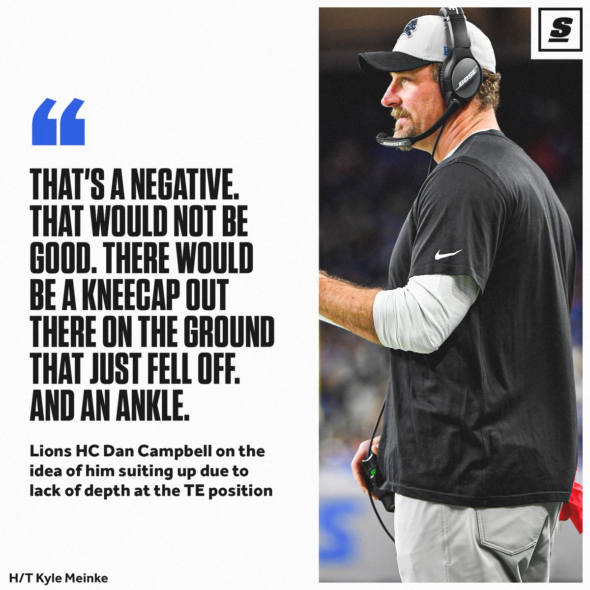 theScore on X: 'Safe to say we won't see Dan Campbell suit up for the Lions  anytime soon. 