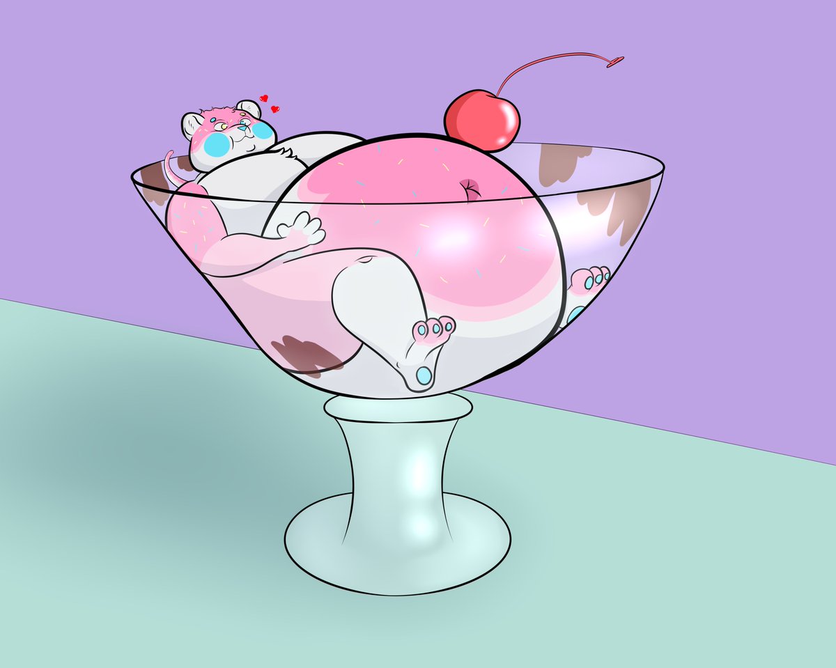 puffy_poof's tweet photo. Here's my half of an art trade with @bugsprimkles ! Mini Snaps got a little carried away with his sundae dessert :p https://t.co/APMGhDYXl5