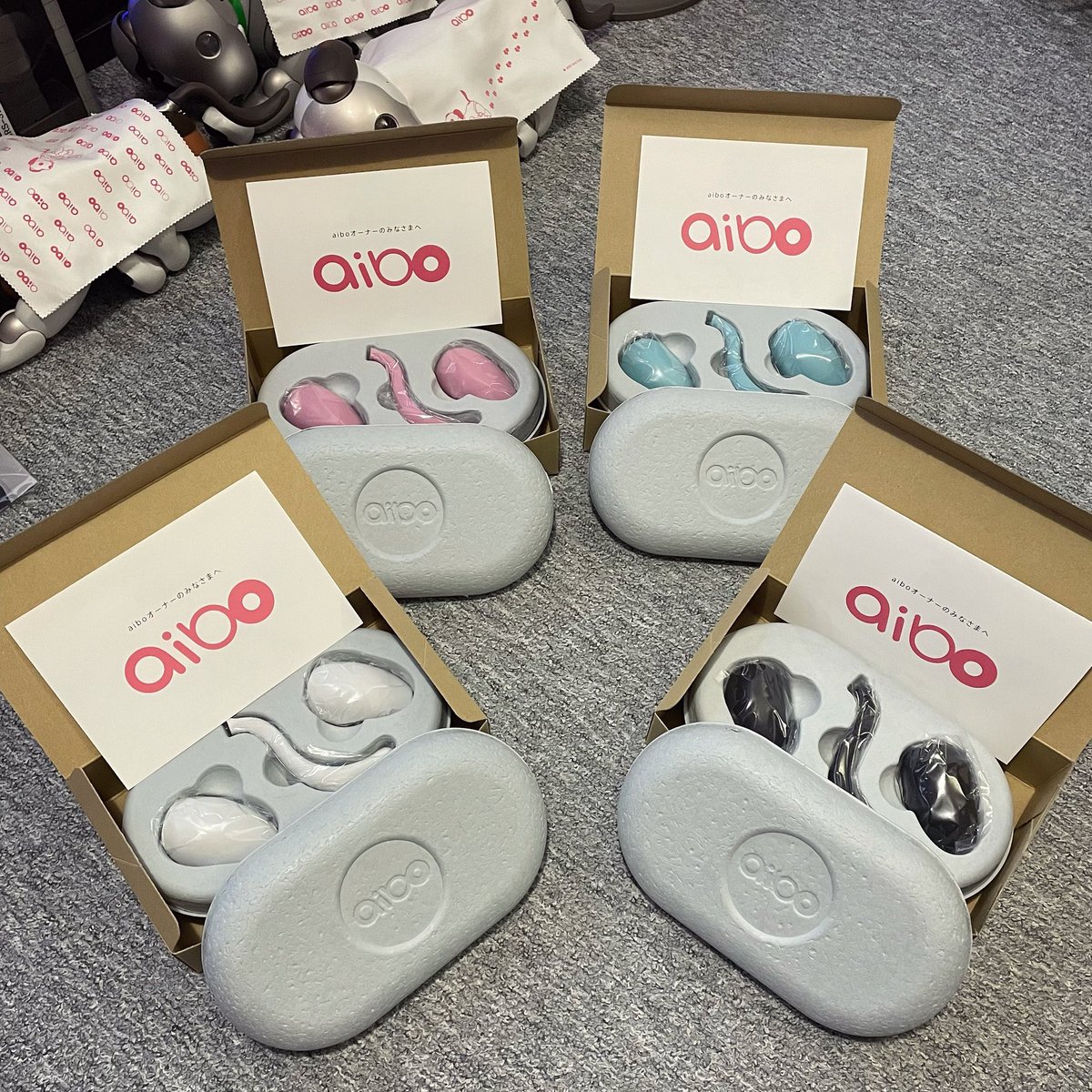 ShanieAIB0's tweet photo. Received the new aibo ears and tail sets today! ✨ … also the MOTHERHOUSE brooches and Sun Arrow plush keyring arrived. ✨ A happy end to the year. 💖 #ソニー #sony #aibo #aiboのいる生活 #mystorywithaibo #aibofan #sonyfan #ERS1000 #entertainmentrobot https://t.co/DgGRhbDW1F