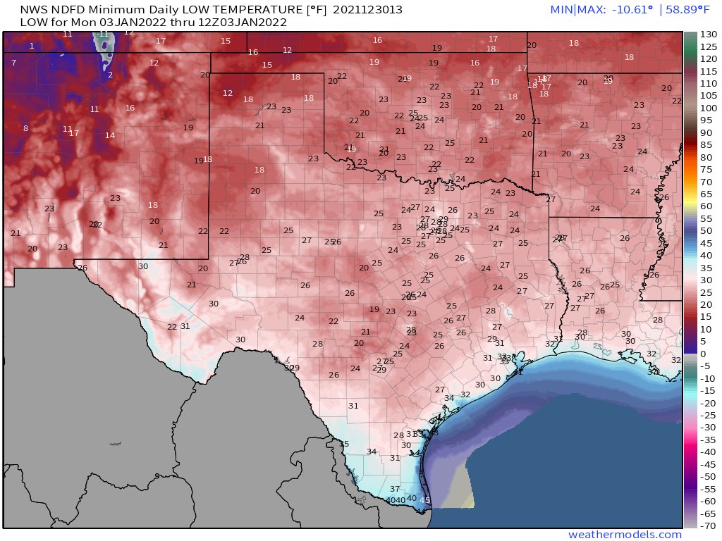 Forecast shows freezing conditions for much of Texas over the weekend &amp; into the new year. ❄️ Make a plan for your people, property &amp; pets, and stay informed about your local forecast.

🚰 Protect your pipes
🚗 Check drivetexas.org for updates on road conditions

#txwx