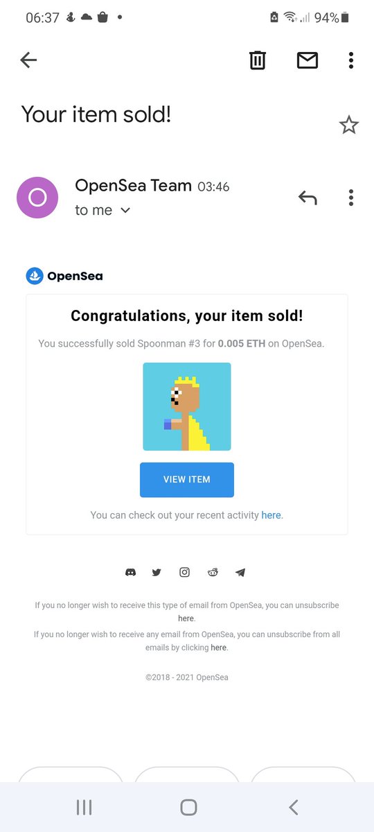 H13ENFT's tweet photo. Nice waking up to a opensea sale!! https://t.co/UHN9LS5PVb