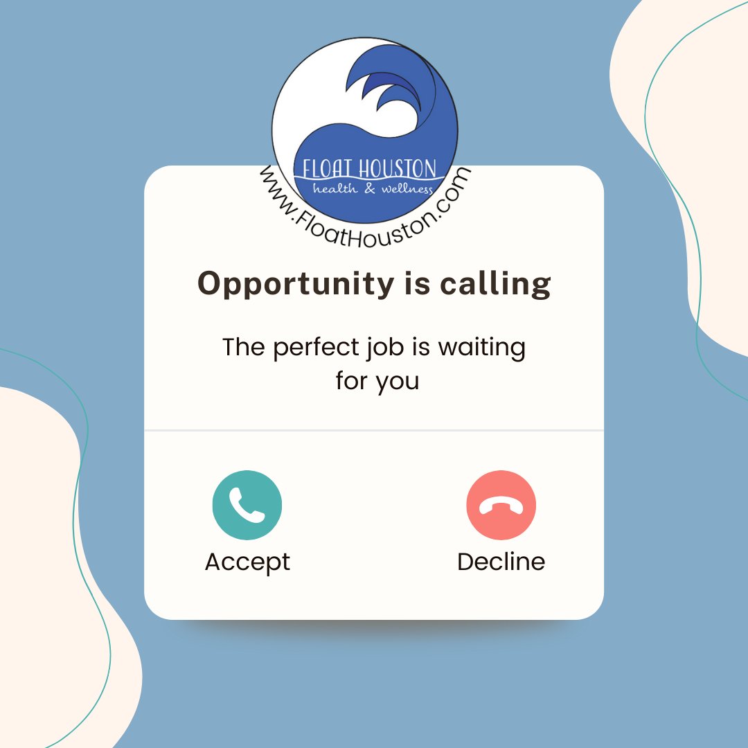 Opportunity calling. Will you answer? We're looking to expand our amazing team. Hit us up if you're interested! Apply at facebook.com/job_opening/11… #Employment #Jobs #FloatHouston #WorkCanBeFun #ProvidingZen #FloatationTherapy #NowHiring - mailchi.mp/d941e422f382/o…