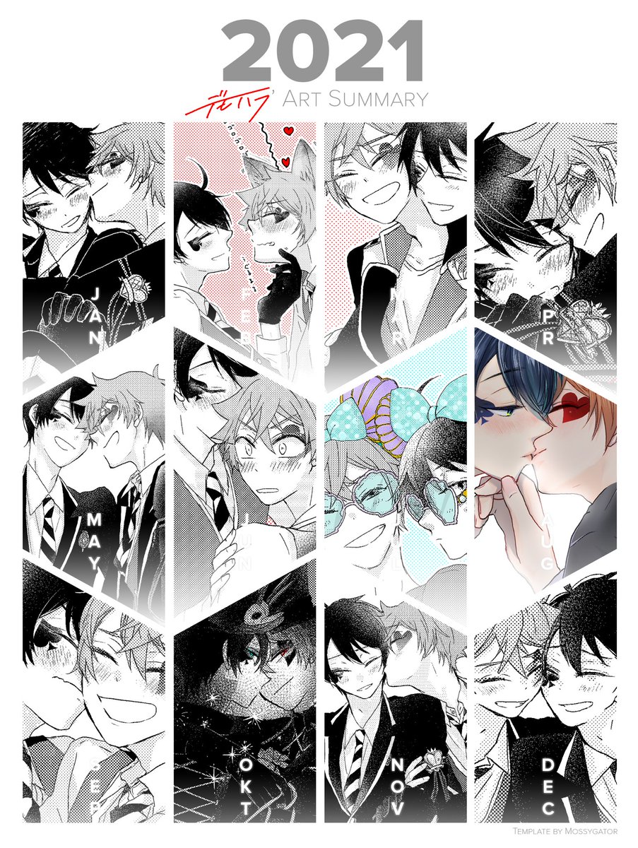 #2021年の絵を振り返る
#twst_BL 

今年描いたふたりを振り返りました〜〜〜!
いっぱい描いたな.... 
