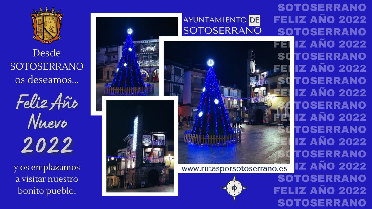 sebastiarequejo's tweet photo. 🎄 Desde Sotoserrano os deseamos ¡FELIZ AÑO NUEVO 2022! 🥂🎉 y os emplazamos a visitar nuestro bonito pueblo 🤗 #FelizAñoNuevo #Feliz2022 #Sotoserrano #SierradeFrancia #Salamanca https://t.co/UEtZZkSYfp