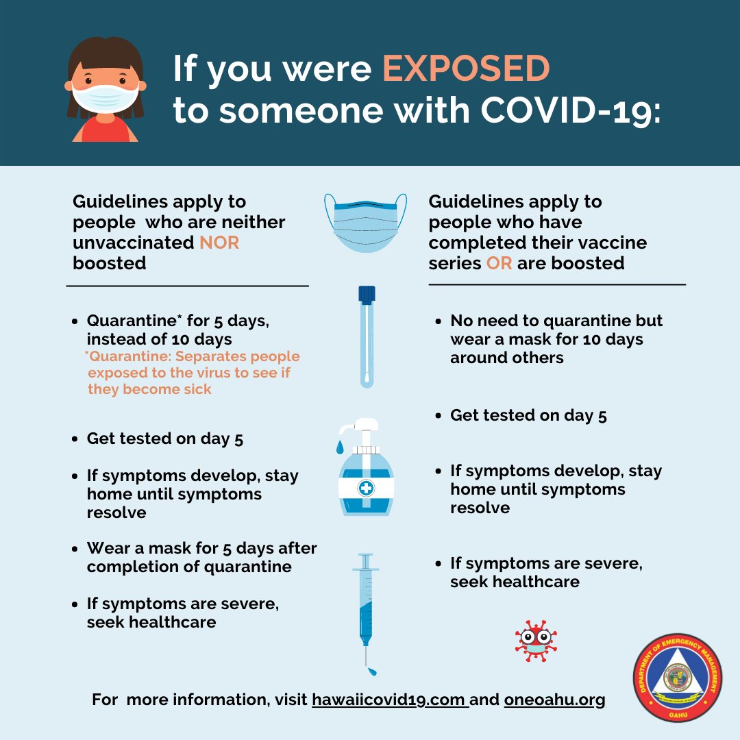 Oahu_DEM's tweet photo. CDC and Hawaii Department of Health (DOH) shorten COVID-19 Isolation &amp; Quarantine Periods

Remember to use good safety discretion when around others. Visit https://t.co/1wHB8K3Di7 to make your vaccine or testing appointment!

Happy New Year! https://t.co/hOUxrPOJFR