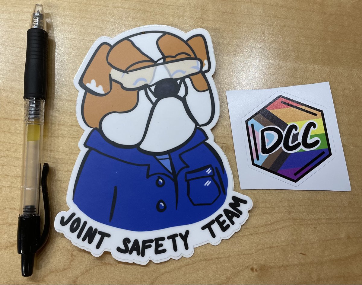 "The JST won the biggest sticker award" but we are proud to support our friends in the Diversity and Climate Committee (DCC)! Phenomenal artwork by <a href="/sarahostresh/">Sarah Ostresh</a> for both logos