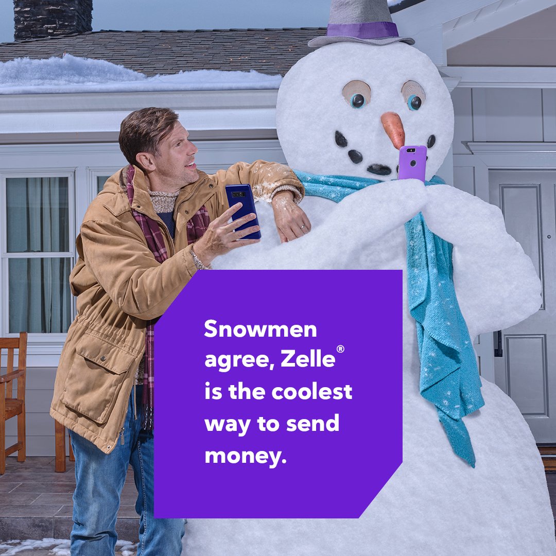 Warm even the coldest hearts this holiday season when you send money with Zelle. We’re looking at you snowman ☃️. #SendWithZelle bddy.me/3FXlbM9