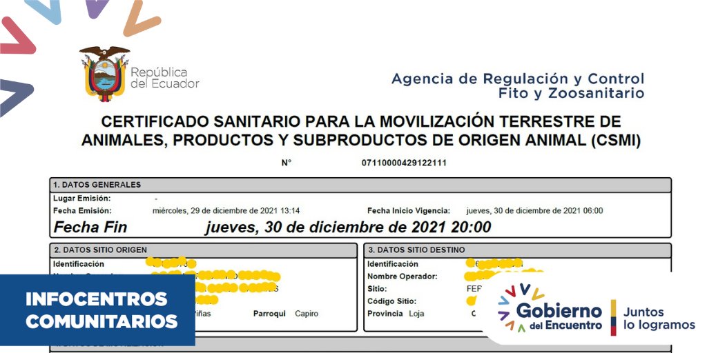 #ElOro #InfocentroCapiro Los usuarios acuden a nuestras instalaciones para hacer uso de los servicios gratuitos que brindamos diariamente, ayudamos a una usuaria a realizar una guía de movilización de porcinos. #Facilitador