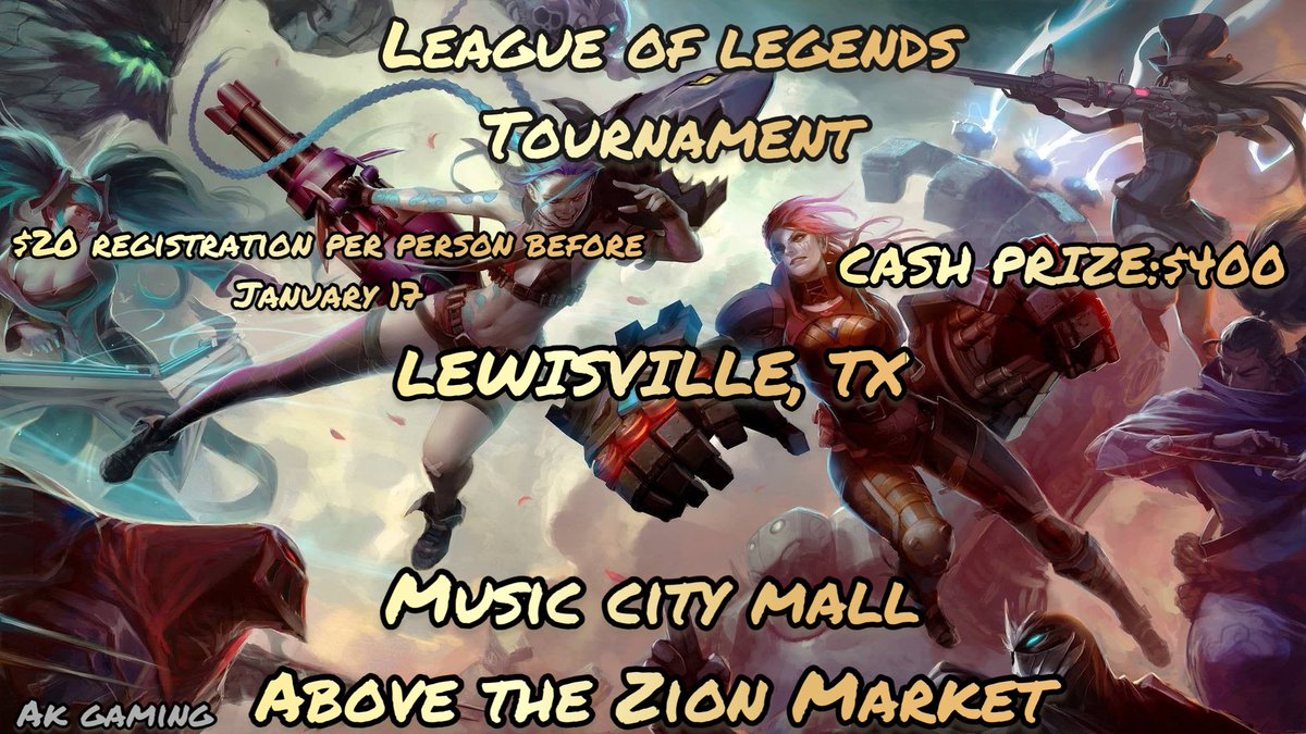 League of legends tournaments, January 26/27!! Pre-register at the front desk.