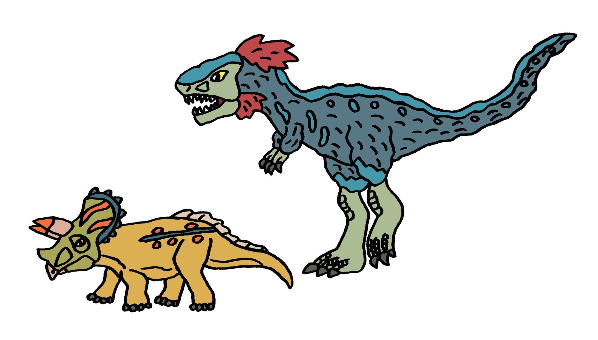 ツバタン 恐竜イラスト集2 ティラノサウルス トリケラトプス フタバサウルス フタバスズキリュウ プテラノドン カルノタウルス 恐竜 首長竜 翼竜 恐竜イラスト イラスト T Co Kjzz1nqr8l Twitter