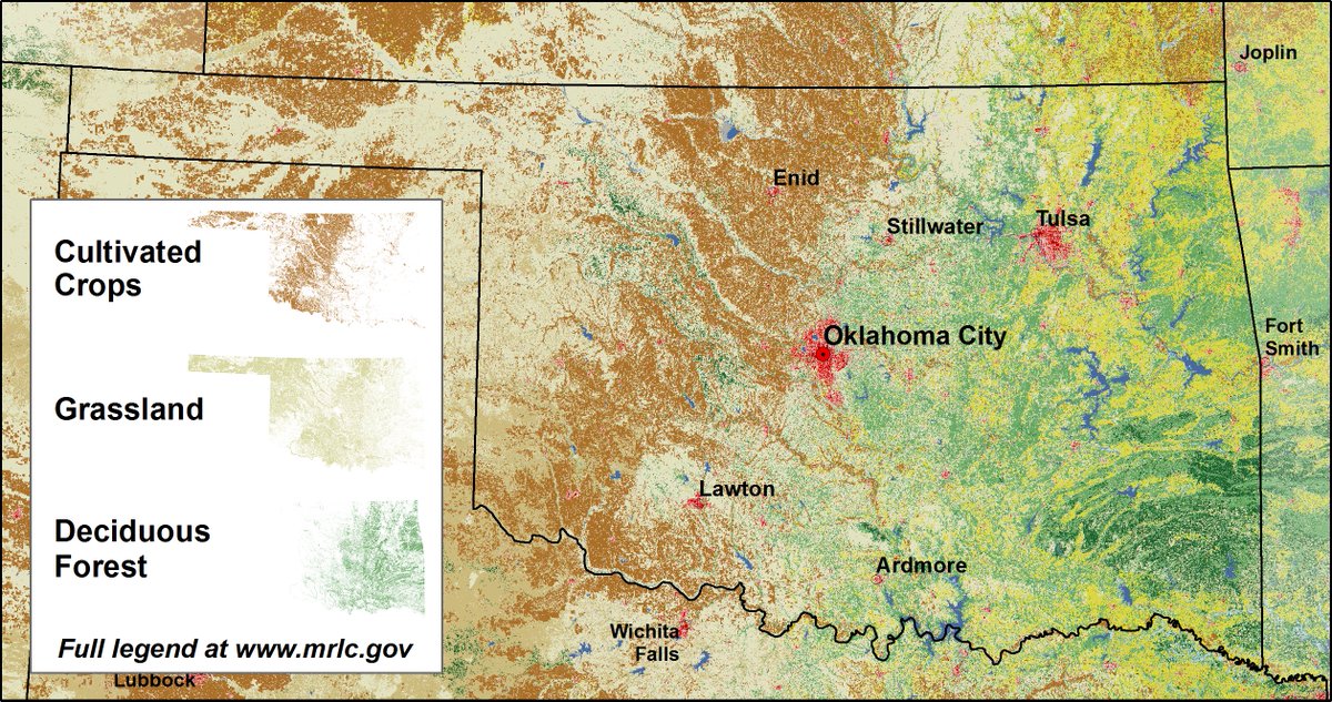 USGSLandCover's tweet photo. OTD in 1907, Oklahoma was admitted to the Union. Happy 115th Statehood Day! 
Get land cover data for the Sooner State at https://t.co/5xdkp64uhs https://t.co/IEGMbr9EiJ