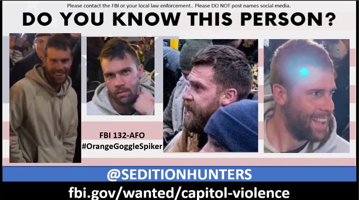 SeditionHunters's tweet photo. Please share across all platforms. Do you Know this man?? Please contact the FBI with 132-AFO https://t.co/CacVxYJIL1 or contact us at admin@seditionhunters.org Please do not post names on social media #OrangeGoggleSpiker https://t.co/Edva1Re0k8