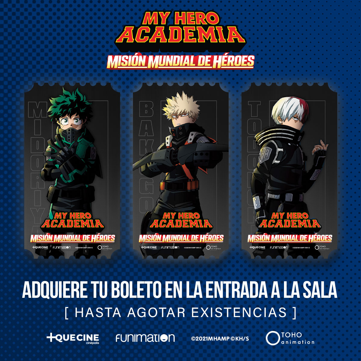 MasQueCineLatam's tweet photo. Así es, amigos: estos son los boletos especiales de My Hero Academia y los puedes adquirir al mostrar tus boletos físicos o digitales en la entrada a la función🎟️✨ Recuerda que son hasta agotar existencias. Adquiere aquí tu entradas: https://t.co/8YX7zKHMIq https://t.co/1fd6Od22Zf