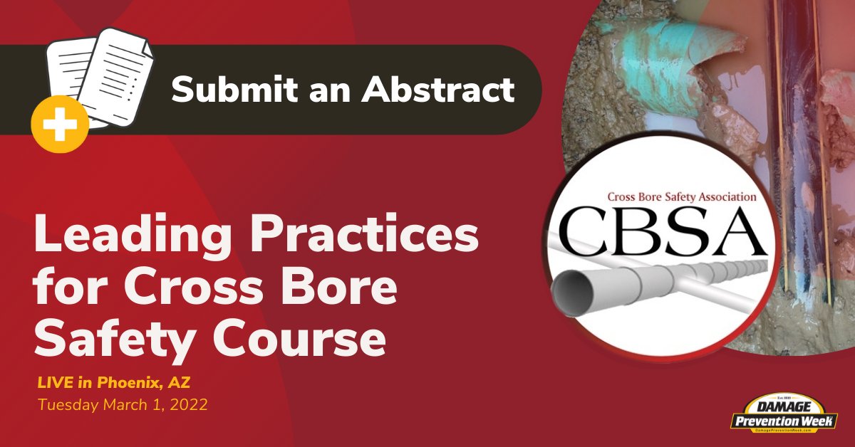 JoinESAlliance's tweet photo. Interested in participating in the 2022 Leading Practices on Cross Bore Safety Course?
Submit an abstract: https://t.co/RmWNf0vkAw
#DPW #damageprevention #GlobalESC https://t.co/L0xc6st1CW