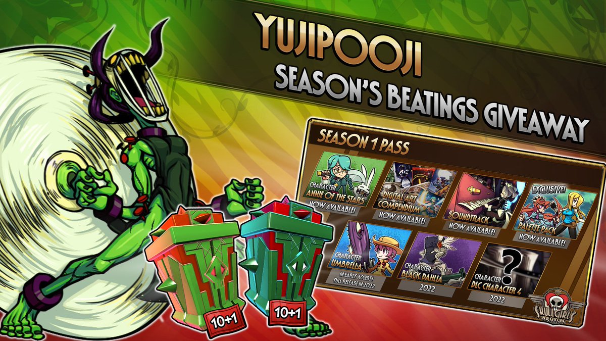 sgmobile's tweet photo. We've teamed up once again with some Skullgirls content creators for some BIG giveaways!

This week @yujithepooji is giving away Untamed Spotlight Relics, Ornamental Relics, and 2nd Encore + Season 1 Pass bundles for Steam!

Check the full details here: https://t.co/yEnS9MHwE3 https://t.co/rIYbtgwnci