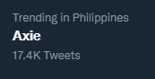 ro11ingboy's tweet photo. Axie is trending in the Philippines and I thought I just missed a major launch or something 👀 https://t.co/AkB8QmuzjD