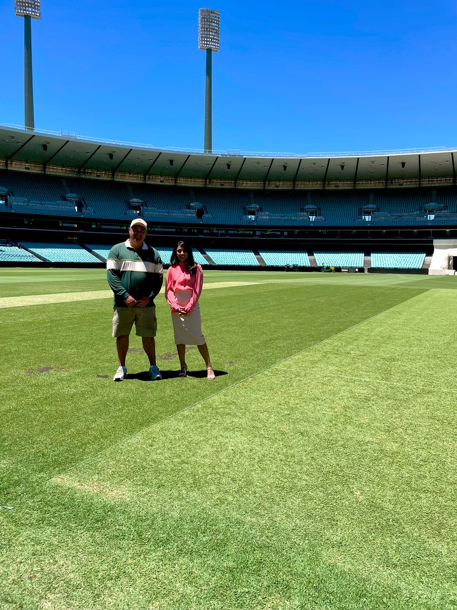 isaguha's tweet photo. New Years Eve pitch inspection with Adam Lewis. What a ground @scg 😍Hopefully it gets used! #ashes https://t.co/0Uc2TYwS2Y