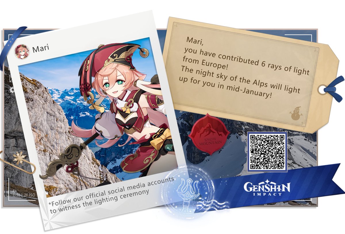 mari3842h's tweet photo. Wish you all a happy new year :) #LightUpTheAlps #GenshinImpact https://t.co/kfpJyAV0Yr
