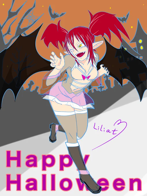 大晦日だけどハロウィンイラストをアップします!2ヶ月前にやりたかったけど仕事が忙しすぎてできなかったので(;ω;)突貫なので服とか描きかけですが良いんです!次はクリスマスの絵を描くんじゃい!#創作 #イラスト #ハロウィン 