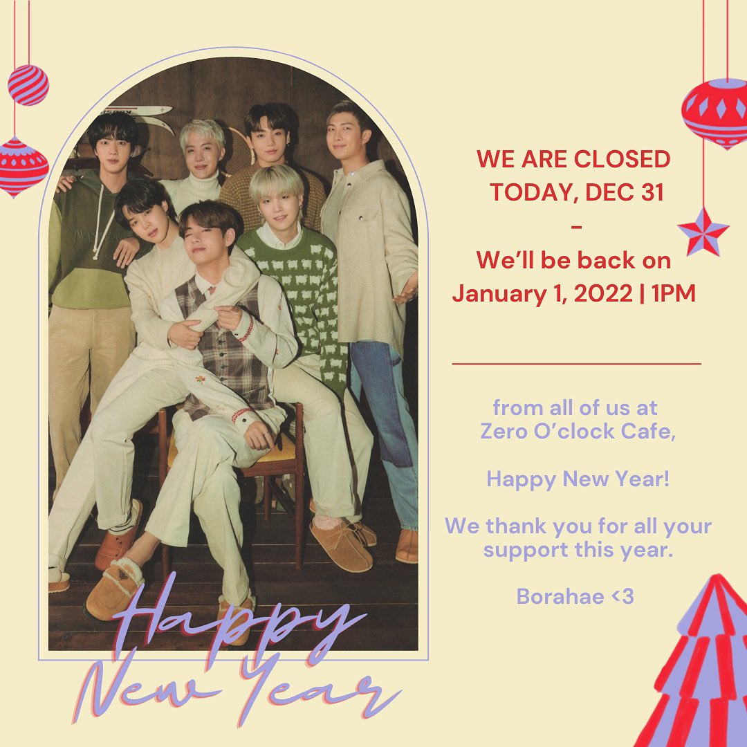 See you on 2022, Army! Please stay safe, we hope you have a peaceful and wonderful new year 🎆 Borahae 💜