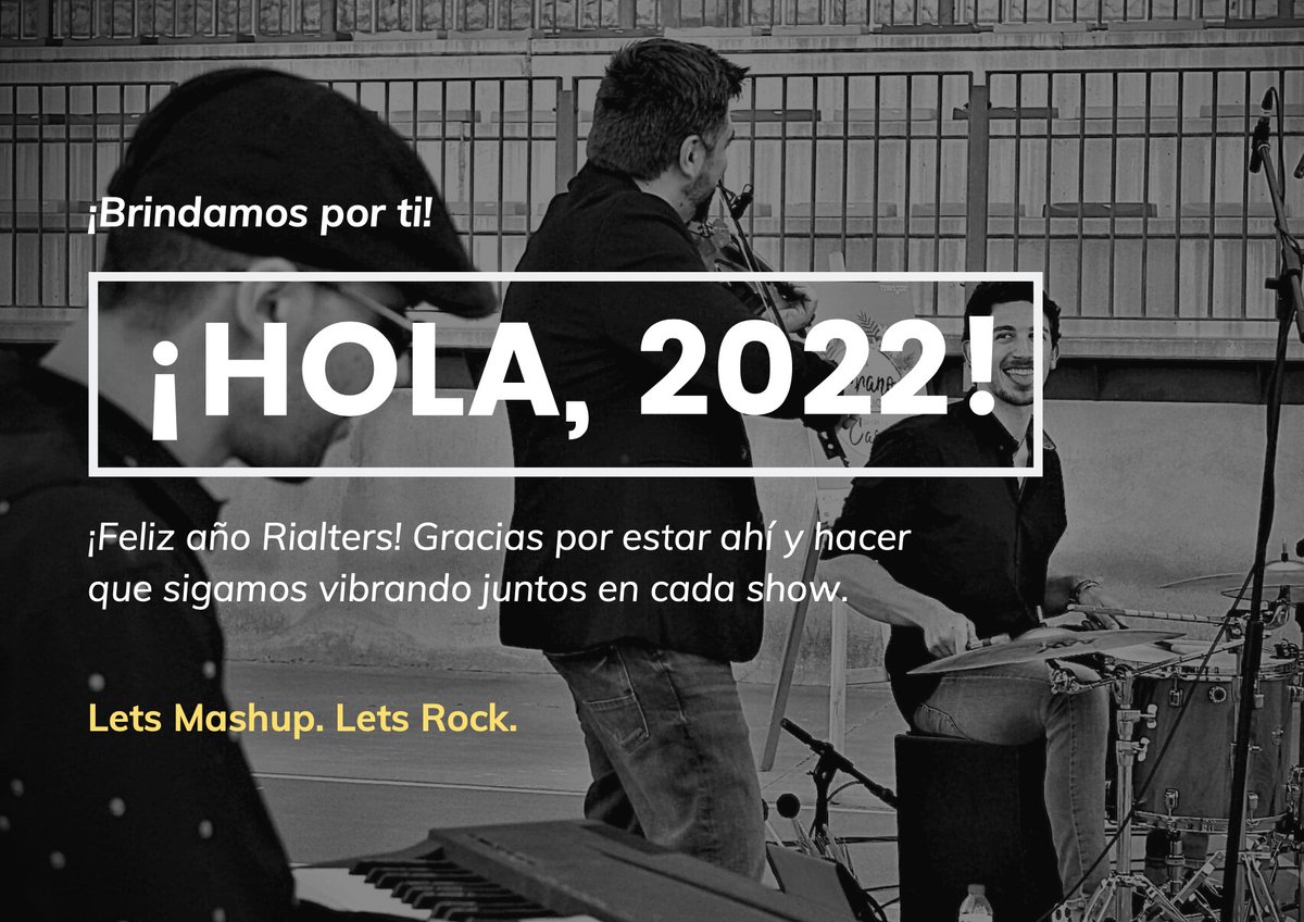 RockRialto's tweet photo. Feliz año #rialters
Por un año repleto de bolos!!!
🎻 🎹 🥁
------------------
#rock #rockrialto #violin #violinmusic #piano #pianomusic #drums #cover #version #mashup https://t.co/ag9fecNHOw