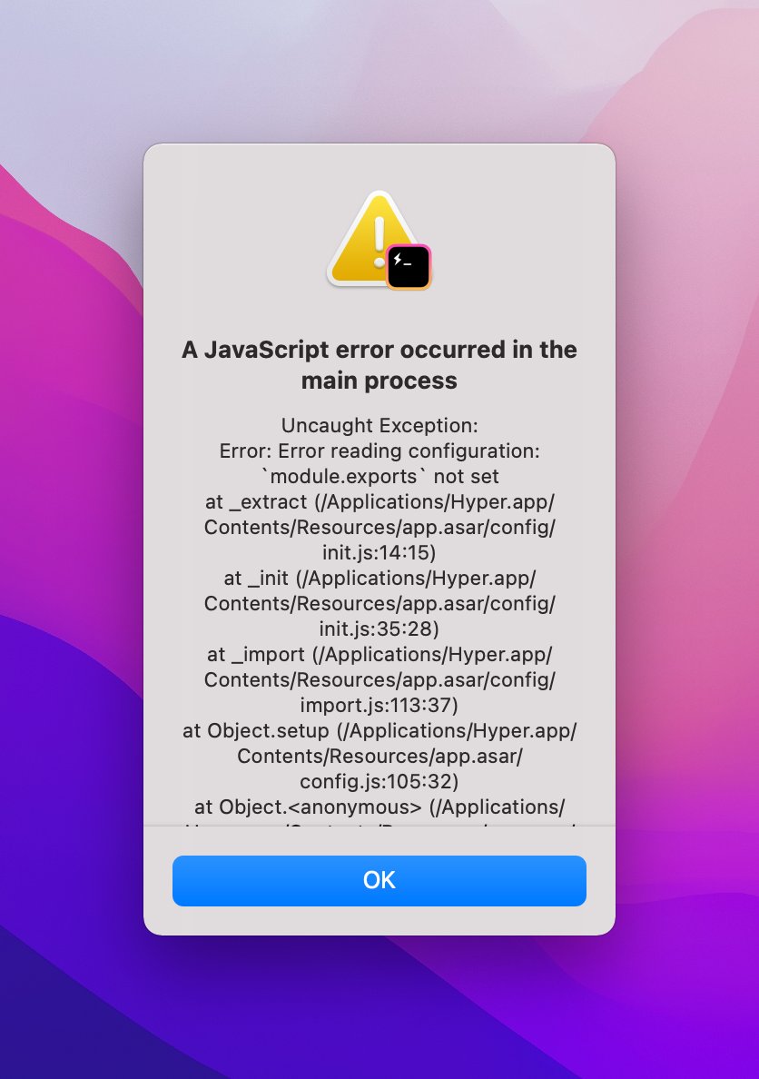 britGorilla's tweet image. Installed #HyperTerminal from hyper.is but get this error when trying to launch the app... #macOS