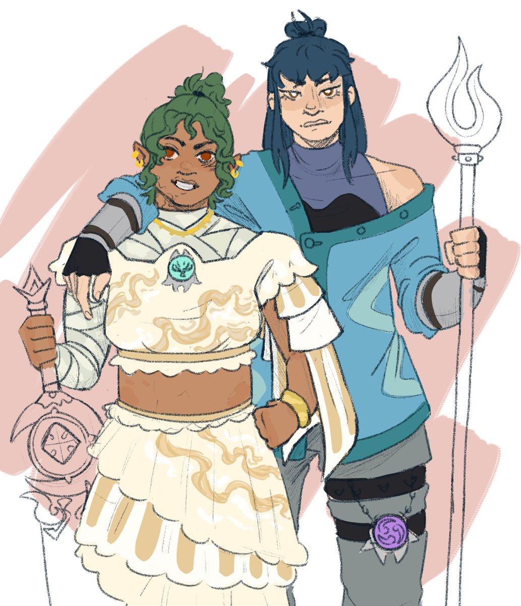 henbees's tweet photo. a (now belated) birthday present for @colombiche_ of our #GenshinOC's xiomara &amp; tolya! 

[#GenshinImpact #art #oc] https://t.co/o3ldkBvui4