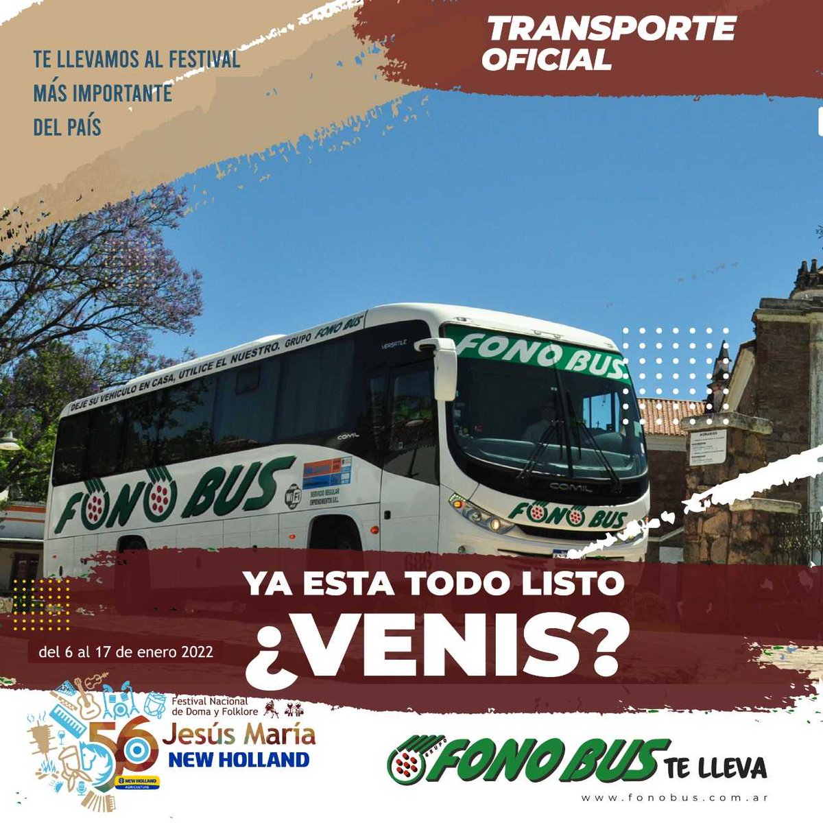 FestivalJM's tweet photo. #Fonobus es el #TransporteOficial del Festival 🙌 🚌 Salidas continuas de 16hs a 06hs. 🤩Entrada y pasaje en un sólo lugar! Adquirilo en https://t.co/X3QK89Jzgn o puntos de venta habilitados.
#ColoryCoraje #Edición56 #FestivalJM2022 #JesúsMaría #EsperandoEnero #FonoBus https://t.co/cJzR6ZstIb
