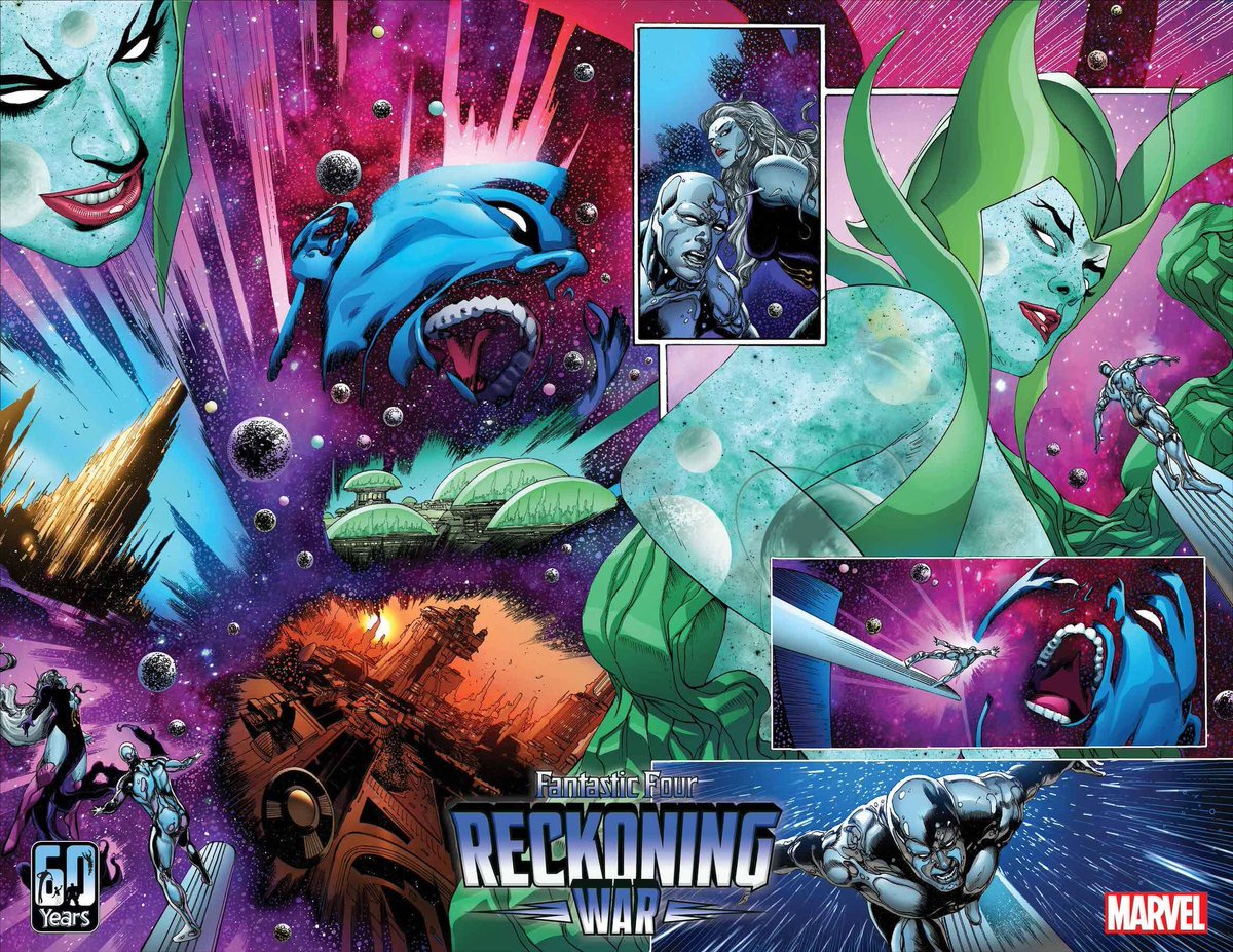 Marvel's tweet photo. The first battle of the Reckoning War begins when 'Fantastic Four: Reckoning War Alpha' #1 hits stands on February 2! 4️⃣: https://t.co/OTRLp2Rm5e (2/2) https://t.co/MR1GbWXYII