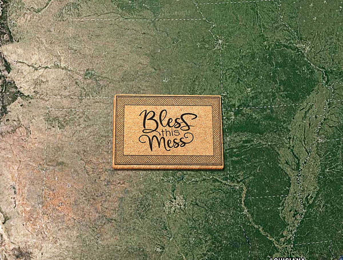 TheOnion's tweet photo. Kansas Unveils $1.5 Million, 50,000-Square-Mile ‘Bless This Mess’ Border Mat https://t.co/UQCrdEXklx https://t.co/1svsAKVDaF