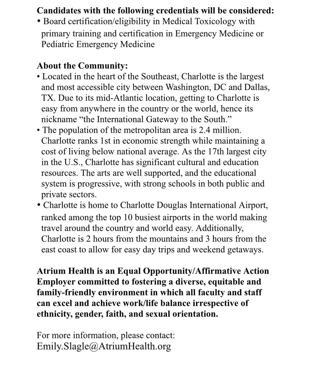 Toxicologists - job opportunity at Carolinas Medical Center in Charlotte, NC