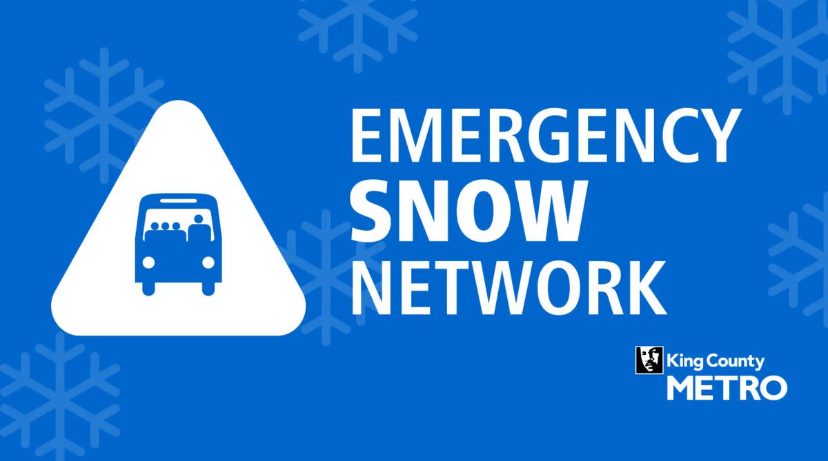 🚨Transit Alert - King County Metro will continue to operate the Emergency Snow Network (ESN) Friday, Dec. 31, due to ongoing freezing temperatures &amp; difficult road conditions. Service remains focused on about 60 core bus routes &amp; shuttles.
❄️#wawx
kingcountymetro.blog/2021/12/30/dec…