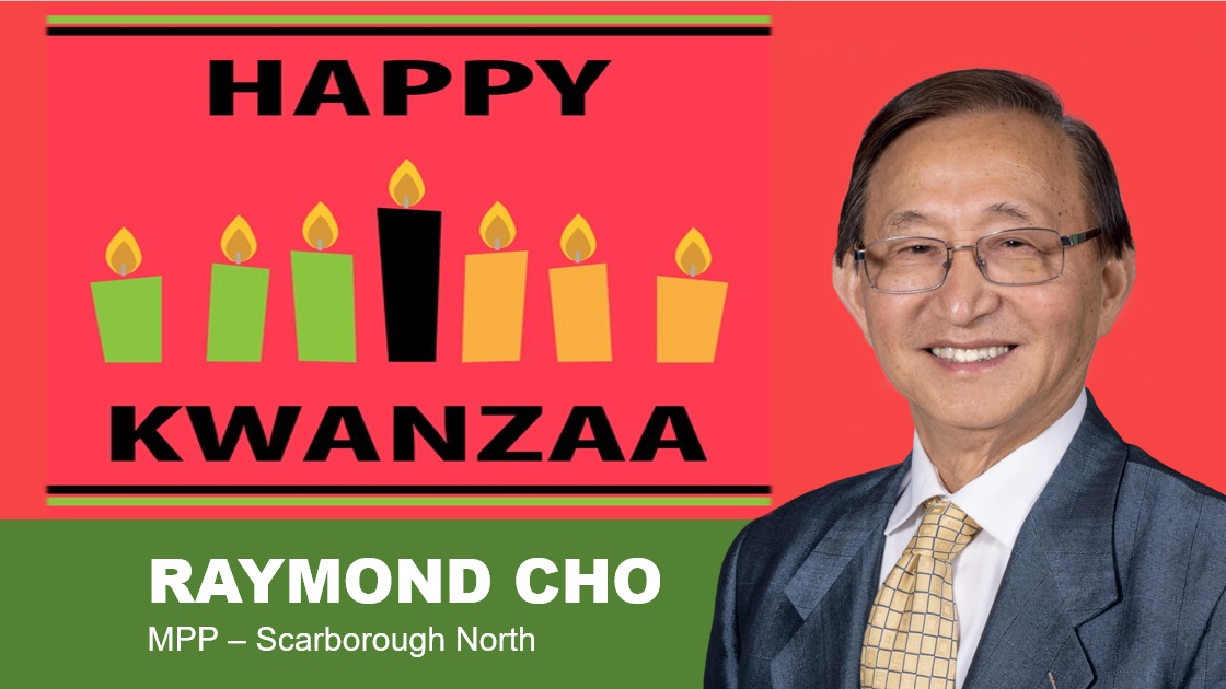 RaymondChoPC's tweet photo. #Kwanzaa is a time for family and community as we embrace the Seven Principles of this 7-day festival celebrating #African culture and history.  

This #KwanzaaWeek, I wish all those in #ScarbTO and across #Ontario observing a very joyous holiday.
#HappyKwanzaa https://t.co/LJXzHnEJJj