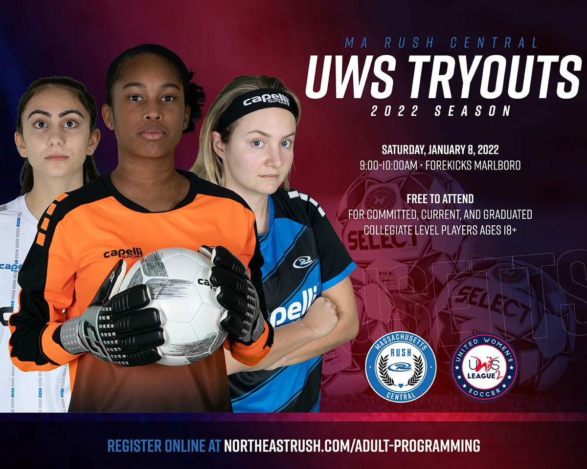 NortheastRush's tweet photo. ‼️MA Rush Central UWS Tryouts‼️
Earn your place on the roster for our maiden season. Registration: https://t.co/1iOlW5VFYW

#NortheastRush #MARushCentral #RushSoccer #RUID #UWS https://t.co/L3TBNRbZYJ