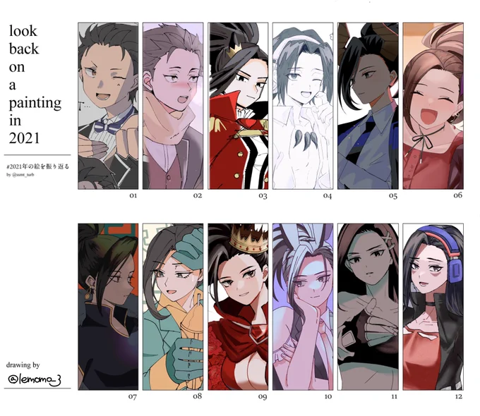 #2021年の絵を振り返る
テンプレお借りしました 見事にデコ出しの推しが並んで感慨深い～ 