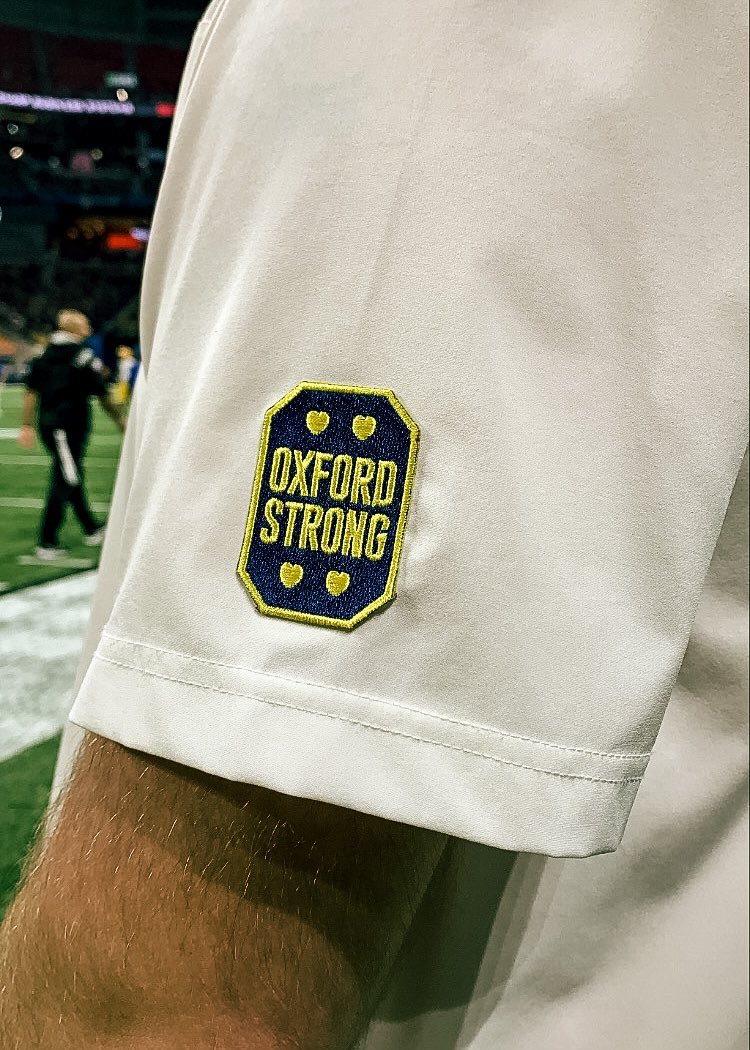 MSU_Football's tweet photo. Our coaches shirts include a special patch 💛💛💛💛 #OxfordStrong https://t.co/l9wde1cTWs