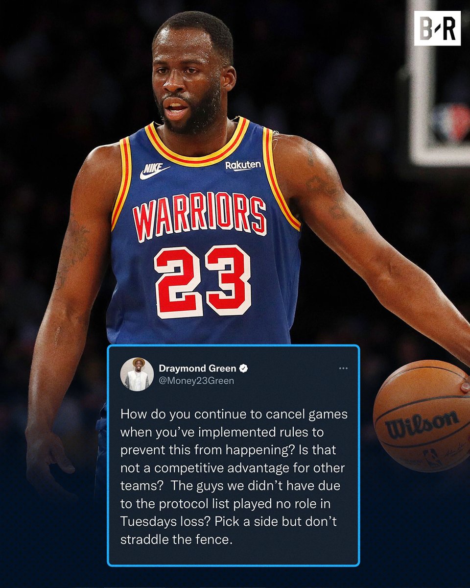 BleacherReport's tweet photo. Draymond sounded off after Thursday's Warriors-Nuggets game was postponed last minute. https://t.co/S26mOCbT2a